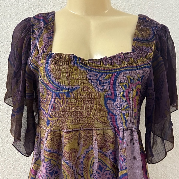 One World Live and Let Live Women's Large Velvet Purple Dress Multicolor - Picture 7 of 9